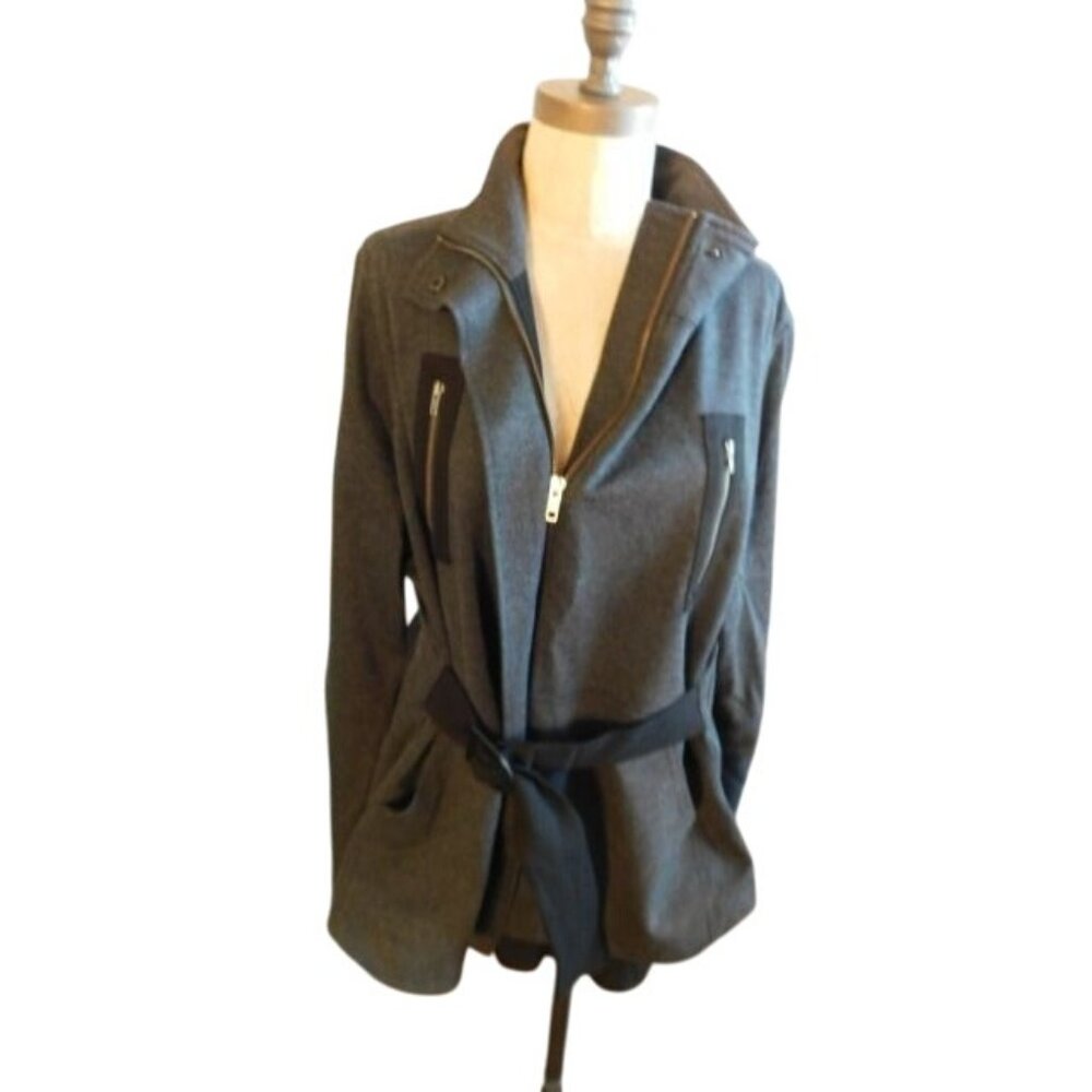 CAbi Size L Large Zip front Lined Belted Jacket